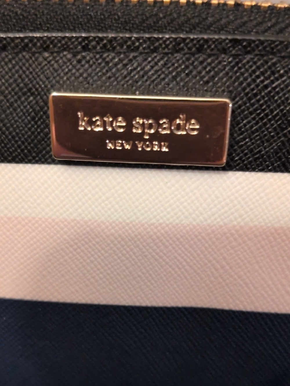 kate spade Navy, Blush & White Striped Zip Wallet - Picture 2 of 13